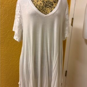 Lane Bryant White Lace Sleeve Tunic